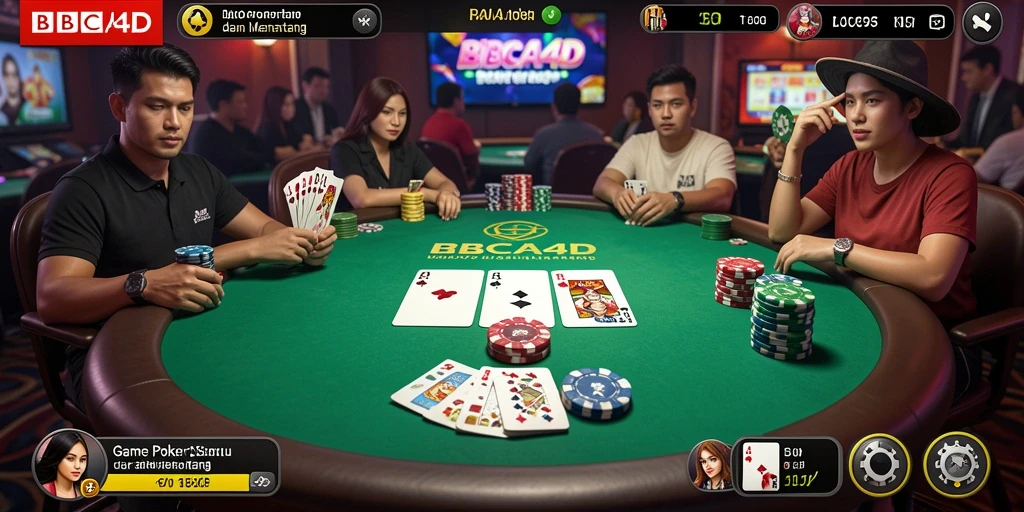 Tangkapan layar gameplay Poker dari BBCA4D yang menampilkan aksi seru.