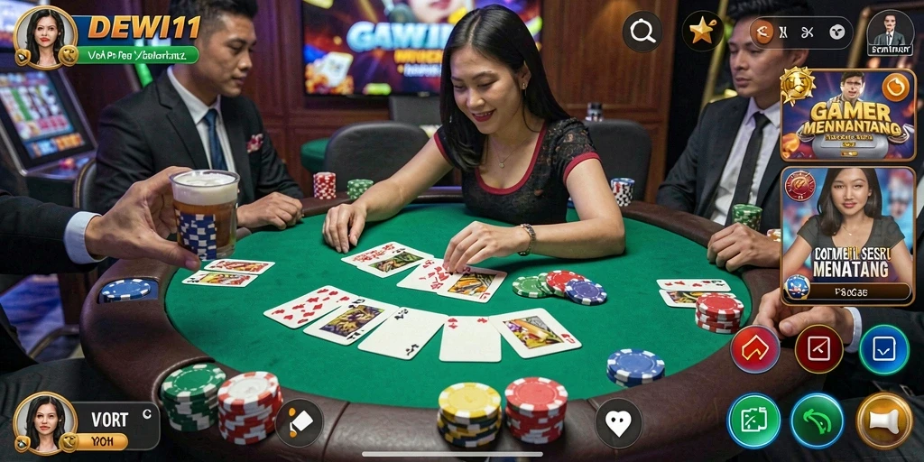 Tampilan gameplay seru DEWI11 untuk penggemar Poker.