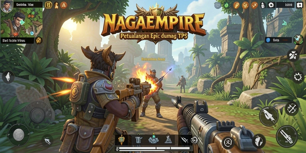Screenshot menunjukkan aksi seru dalam pertempuran TPS NAGAEMPIRE.