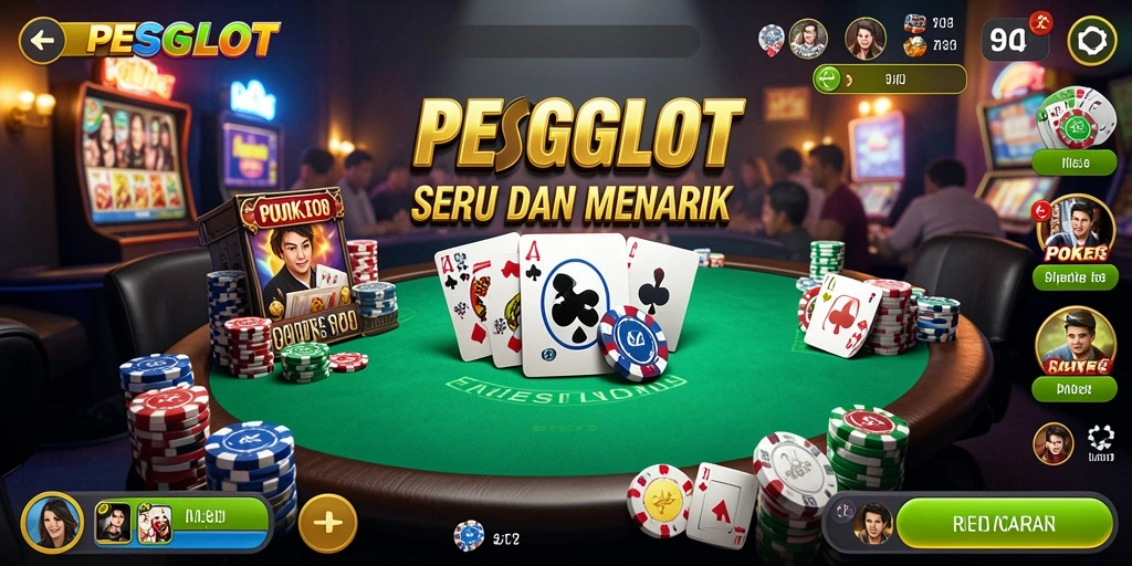 Tampilan utama PESGSLOT yang menampilkan suasana seru permainan Poker.