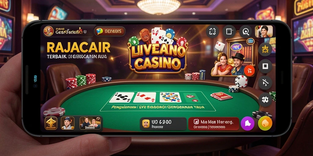Tampilan gameplay Live Casino RAJACAIR dengan dealer langsung dan permainan yang menegangkan.