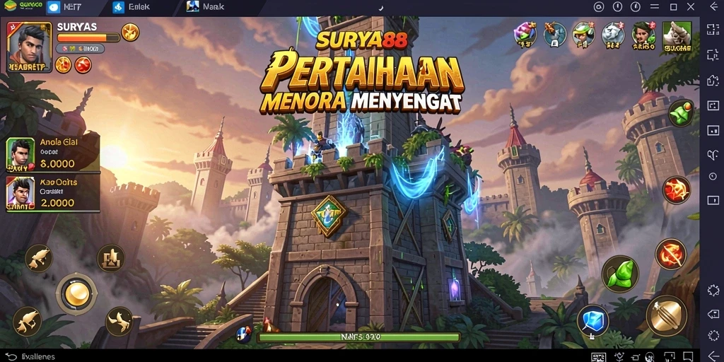 Gameplay seru dalam SURYA88 menara pertahanan.