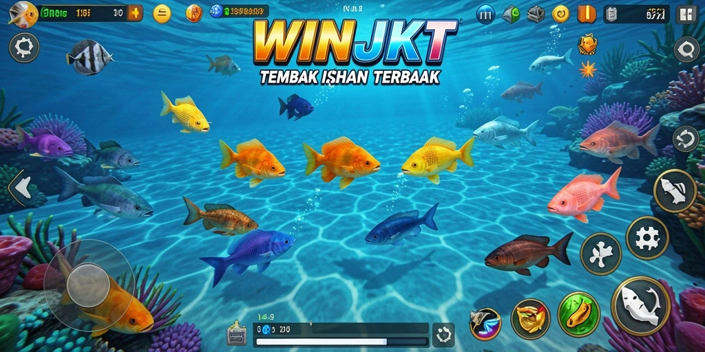 Tampilan screenshot gameplay Tembak Ikan yang mendebarkan.